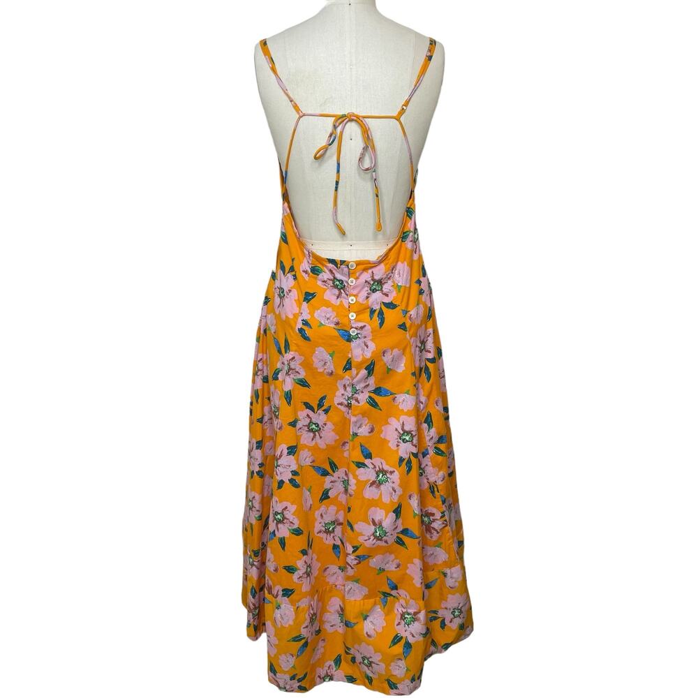 NWT Free People Finer Things Maxi Dress in Sunshine Combo Orange Floral Size L - Picture 8 of 16